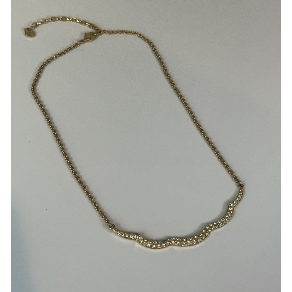 Swarovski Gold Tone Crystal Wave Choker Necklace 18" Adjustable